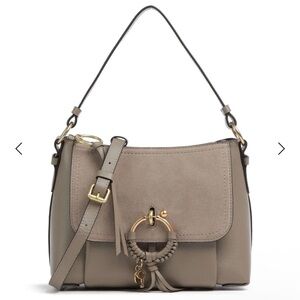 See By Chloé Taupe Leather & Suede Shoulder Bag with Gold Hardware